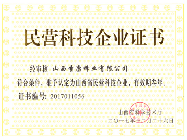 民營(yíng)科技企業(yè)證書